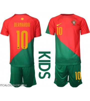 Portogallo Bernardo Silva #10 Prima Maglia Bambino Mondiali 2022 Manica Corta (+ Pantaloni corti)